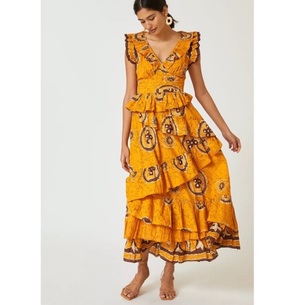 love the label Adrienne Ruffled Boho Maxi Dress